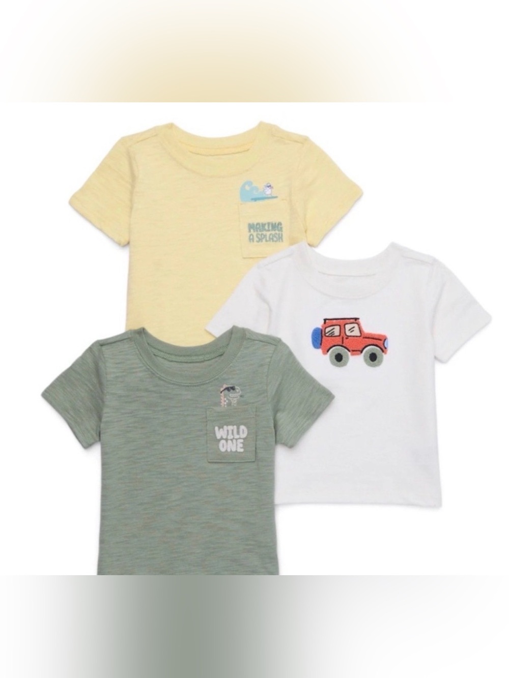 Garanimals Baby Boys 3 Pc Short Sleeve Shorts Different Colors & Designs On Each